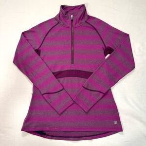 Title Nine Quarter Zip Pullover Women’s Medium Purple Stripe Performance Running
